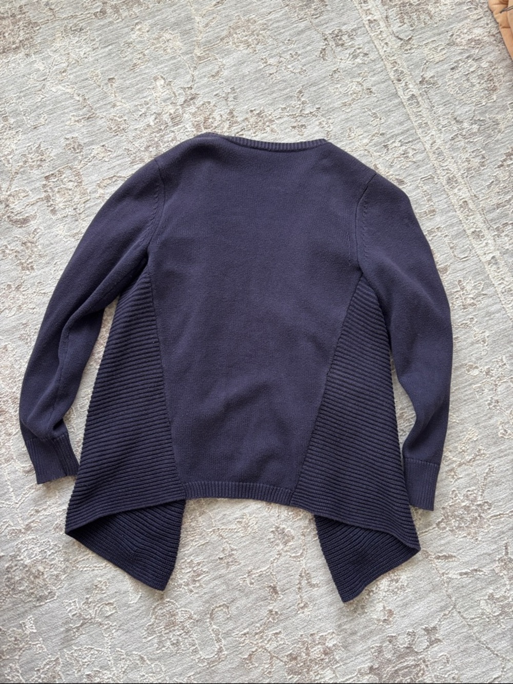 GAP Open-Front Navy Ribbed Draped Cardigan - Picture 4 of 4